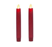 Luminara - Flameless Battery Operated Taper Candle - Red - Pack of 2-1x6 inch - LED Flickering Flame - Realistic Safe for Home Kids and Pets