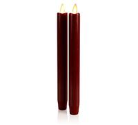 Luminara - Flameless Battery Operated Taper Candle - Red - Pack of 2-1x9.75 - LED Flickering Flame - Realistic Safe for Home Kids and Pets