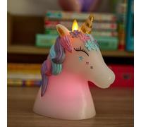 Luminara Flameless Candle Unicorn Figural Color Changing Moving Flame LED Candle Real Unscented Wax with 18 Button Remote Control (6.3" x 6.7")