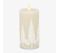 Luminara Flameless Candle White Swan Embossed Trees Flameless Candle Pillar, Real Wax Unscented Smooth Finished (3.2" x 6.5")