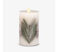 Luminara Flameless LED Candle Pine Berries Pinecone Embedded Real Wax Moving Flame Pillar Unscented with Recessed Edge, Remote Ready, Timer (3.5 x 6.5 inch)