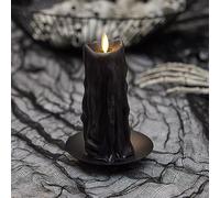 Luminara Heavy Wax Drip Flameless LED Candle, Black 2.5" x 6.5", Timer Function, Real Wax Pillar, Battery Operated Unscented Safe, Long-Lasting