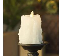 Luminara Heavy Wax Drip Flameless LED Candle, White 3.4" x 4.5", Timer Function, Real Wax Pillar, Battery Operated Unscented Safe, Long-Lasting