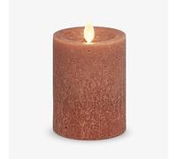 Luminara - Marine Glass Flameless Candle, Adobe 3" x 4.5" Movable LED Flame Pillar with Timer, Battery Operated, Real Wax, Unscented Home Decor