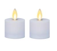 Luminara Moving Flame LED Flameless Tealight (1.4" x 2") Remote Ready Battery Operated Plastic LED Flameless Tea Light - Smooth Matte - Pearl Ivory (2-Pack White)
