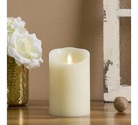 Luminara Moving Flame Pillar Flameless LED Candle, Scalloped Edge, Real Wax, Unscented - Ivory (4.5-inch)