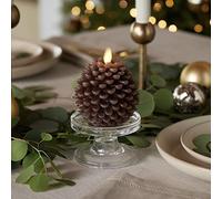 Luminara Pinecone Flameless Candles Chalky Brown Finish Pine Cone Figural, Real Wax Unscented LED Candles, Battery Operated with Timer, Holiday Decoration Table Centerpiece (3.5" x 4")
