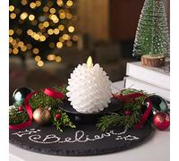 Luminara Pinecone Flameless Candles Pearlized White Finish Pine Cone Figural, Real Wax Unscented LED Candles, Battery Operated with Timer, Holiday Decoration Table Centerpiece (3.5" x 4.5")