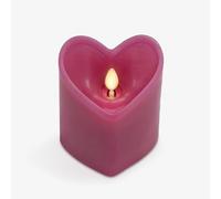 Luminara Raspberry Sorbet Heart Shaped Pillar Candle - Flickering Real-Flame Technology - Remote Ready - Romantic Valentine's Collection - 3.5" x4.5"
