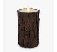 Luminara Real Bark Flameless LED Candle, Ivory 3.5" x 6.5", Moving Flame Battery Operated with Timer, Realistic Wax Pillar for Home Decor, Indoor Safe