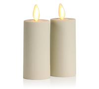 Luminara Realistic Artificial Moving Flame Votive Candle - Set of 2 - Batter Operated, Timer, Remote Ready - Ivory - (4 Wide x 10 Tall, Centimetre)
