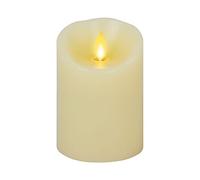 Luminara Realistic Moving Flame LED Candle Scalloped Edge Smooth Finish Real Wax Pillar, Battery Operated (2 D) 1000 Hr Runtime, Unscented - Ivory (10 Wide x 14 Tall, Centimetre)