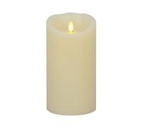 Luminara Realistic Moving Flame LED Candle Scalloped Edge Smooth Finish Real Wax Pillar, Unscented - Ivory (10 Wide x 18 Tall, Centimetre)