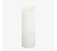 Luminara Realistic Moving Flame LED Candle Scalloped Edge Smooth Finish Real Wax Pillar, Unscented - White (8 Wide x 22 Tall, Centimetre)