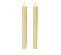 Luminara Set of 2 Moving Flame LED Taper (1x9.75), Flameless Candle, Melted Edge, Smooth Wax, Unscented - Ivory