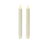 Luminara Set of 2 Moving Flame LED Taper (1x9.75), Flameless Candle, Melted Edge, Smooth Wax, Unscented (White)