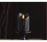Luminara Wax Drip Flameless LED Candle, Black 3" x 4.5", Timer Function, Real Wax Pillar, Battery Operated Unscented Safe, Long-Lasting