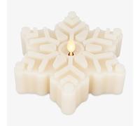 Luminara White Swan Flameless Candle Snowflake Tealight (6.5" x 2") Moving Flame LED Candle, Battery Operated LED Tealight