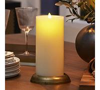 Luminara Wick to Flame Moving Flame LED Candle Flameless Pillar, Real Wax Recessed Top Edge, Ivory (3.8" x 8.6")