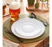 Luminarc Alexie 18pc Black White Opal Glass Dinner Set Dinnerware Modern Plates