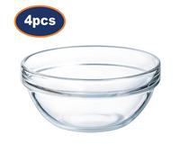 Luminarc Bowl Dessert Salad Tempered Glass Stackable Clear Smooth 14Cm 625Ml 4Pc