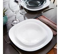 Luminarc Carine Square 18pc Opal Glass Dinner Set Dinnerware Tableware Plates