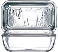 Cow Embossed Glass Lidded Butter Dish