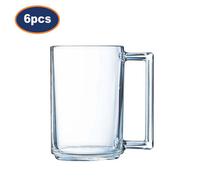 Luminarc Coffee Mug Clear Glass Stackable 320Ml Cups Choco Hot Cold Drinks 6Pcs