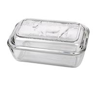 Luminarc Cow Embossed Clear Thick Glass Butter Dish with Lid