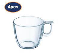 Luminarc Cup Tempered Glass Clear Stackable Dishwasher Safe Hot Drinks 220Ml 4Pc