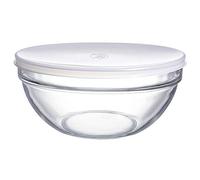 Luminarc Extra Large 23cm x 10cm (9" dia x 4") Round Clear Glass Bowls with white Plastic Lid food storage bowls
