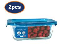 Luminarc Food Container Glass With Lid Storage Plus Airtight Lunch Box 38Cl 2Pcs