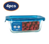 Luminarc Food Container Glass With Lid Storage Plus Airtight Lunch Box 38Cl 4Pcs
