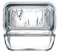 Cow Embossed Glass Lidded Butter Dish