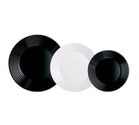 Luminarc Harena N&B 18-Piece Dinnerware Set, White and Black
