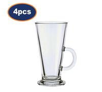 Luminarc Latte Glass Mug Tall Clear Cappuccino Hot Chocolate Coffee 290Ml 4Pcs