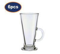 Luminarc Latte Glass Mug Tall Clear Cappuccino Hot Chocolate Coffee 290Ml 6Pcs