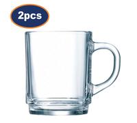 Luminarc Mug Tempered Glass Clear Stackable Dishwasher Safe Coffee 230Ml 2Pcs