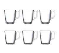 Luminarc New Set 6 Cups Breakfast Mugs Coffee Glass Microwave 25cl, Black