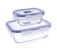Luminarc Pure Box Active Set of 2 Rect Airtight Glass Containers Set 2 Pieces 38cl - 122cl Sodium Suitable Microwave Safe Refrigerator Recyclable