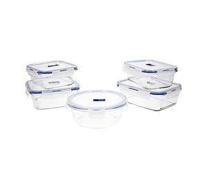 Luminarc Pure Box Active Set of 5 Glass Airtight Containers, Extra Durable, BPA Microwave Valve