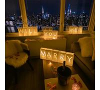 Luminary paper bags wedding proposal decorations “will you marry me?” light up letters sign with led lights included for engagement party, proposals