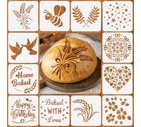 LuminaryLair Baking Stencils Set of 12, 15 x 15 cm/5.9 x 5.9 inches, Artisan Bread Stencils, Cake, Biscuits