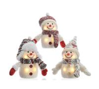 Lumineo 15cm LED Snowman with Hat & Scarf Decoration (Choice of 3)