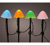 Lumineo 20 Coloured Mushroom Stake Lights Mini Christmas Led Pathway Lights Warm White