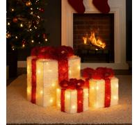 Light Up Christmas Gift Present Boxes - Under Tree Decorations - Set of 3