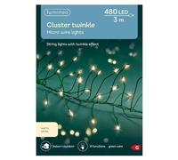 Lumineo 480 Warm White LED Cluster Twinkle Micro Wire Lights (3m) - Green Cable