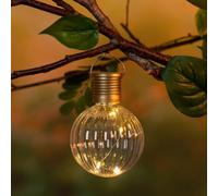 Lumineo 4X Hanging Solar Light Bulb Lantern Clear Garden Solar Bulb With Warm White Leds