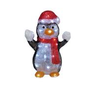Lumineo Battery Operated Acrylic Christmas Penguin Light Bright White Led Light Snowball Fight Red Scarf