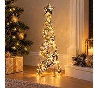 Lumineo Christmas Tree Cone Light Up Pyramid Decoration Gold 60Cm